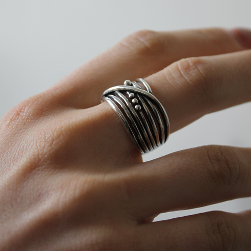 Bamboo Ring in Sterling Silver & Gold Vermeil
