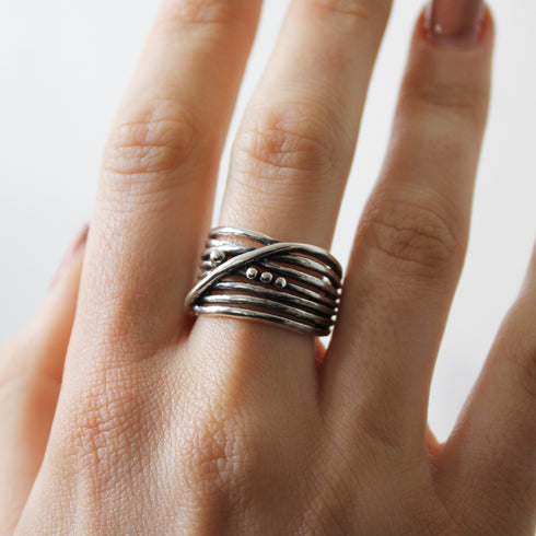 Bamboo Ring in Sterling Silver & Gold Vermeil