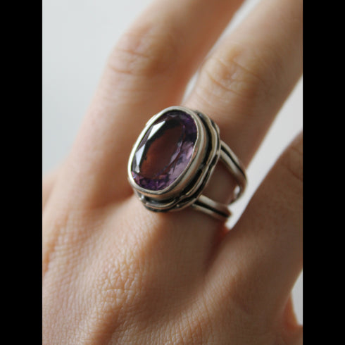 Magnolia Ring in silver gold & various gemstones