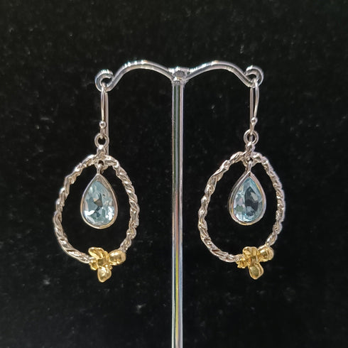 Wildlife Small Bee Hoop Drops in various gemstones