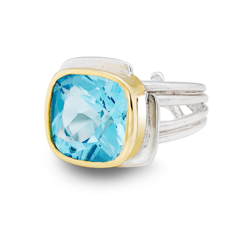 Art Deco Ring in Silver Gold & various gemstones