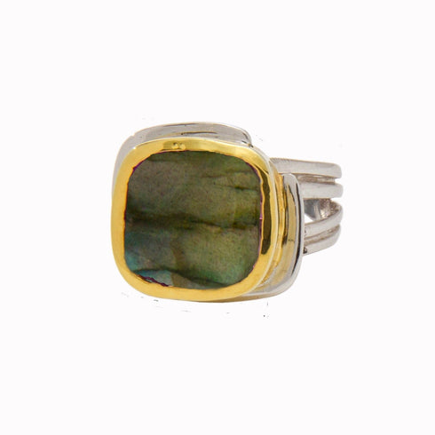 Art Deco Ring in Silver Gold & various gemstones