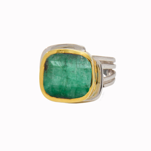 Art Deco Ring in Silver Gold & various gemstones