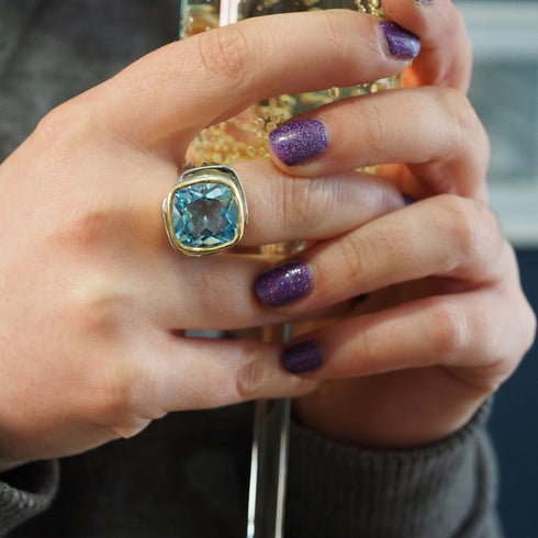 Art Deco Ring in Silver Gold & various gemstones