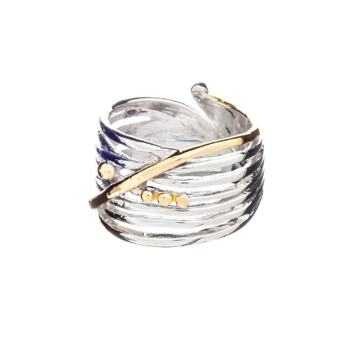 Bamboo Ring in Sterling Silver & Gold Vermeil