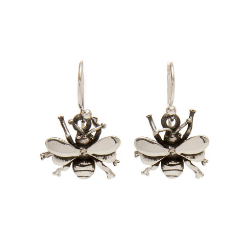 Wildlife Bee Dangle Earrings (Silver or Gold)