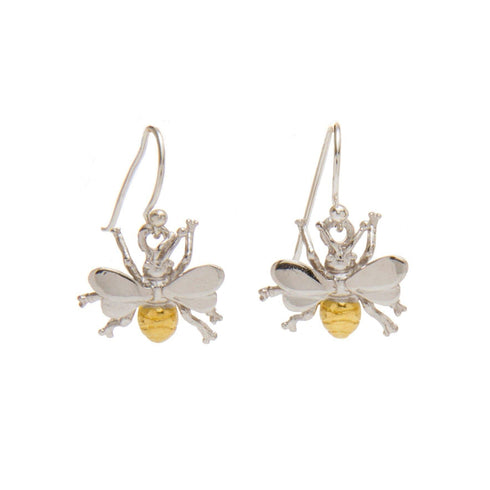 Wildlife Bee Dangle Earrings (Silver or Gold)
