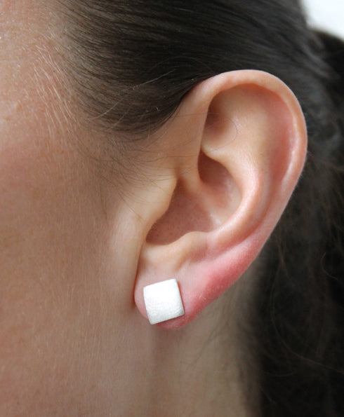 Deco Square Studs (Silver or Gold)