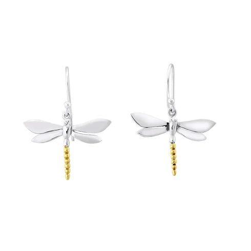 Wildlife Dragonfly Dangle Earrings (Silver or Gold)