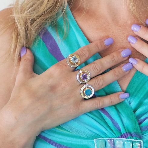Elodie Ring in Silver Gold & various gemstones