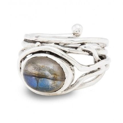Fossil Ring in silver & various gemstones