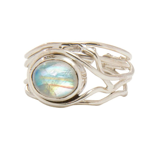 Fossil Ring in silver & various gemstones