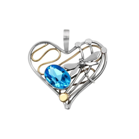 Heart Dragonfly Pendant Large in various gemstones