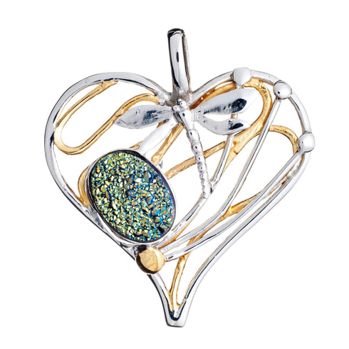 Heart Dragonfly Pendant Large in various gemstones