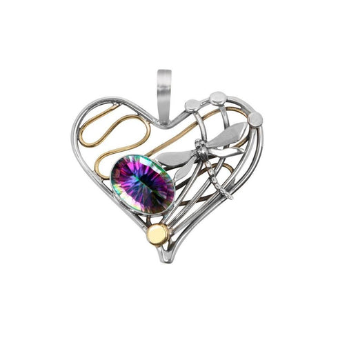 Heart Dragonfly Pendant Large in various gemstones