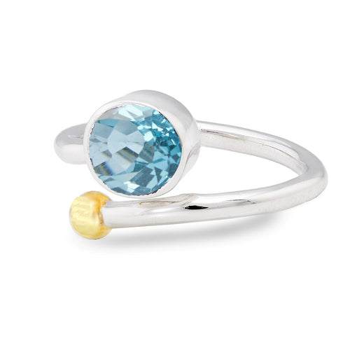 Honeysuckle Ring in Silver Gold & gemstones