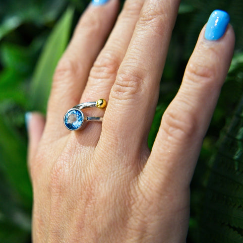 Honeysuckle Ring in Silver Gold & gemstones