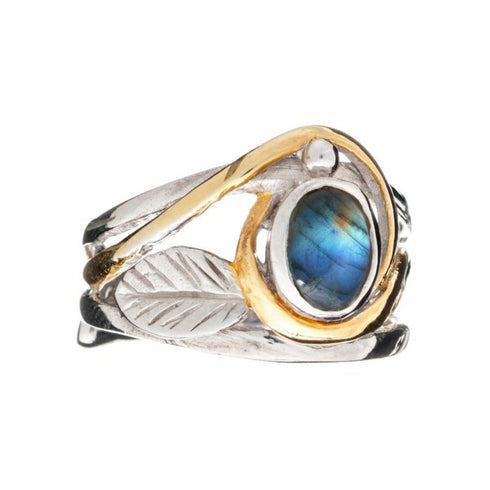 Leaf Ring in Silver Gold & various gemstones