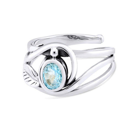 Leaf Ring in Silver Gold & various gemstones