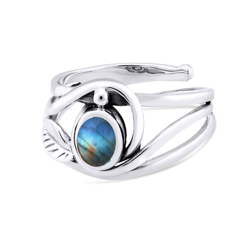 Leaf Ring in Silver Gold & various gemstones