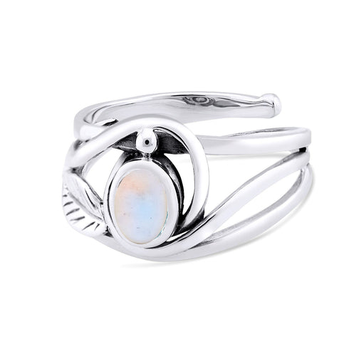 Leaf Ring in Silver Gold & various gemstones