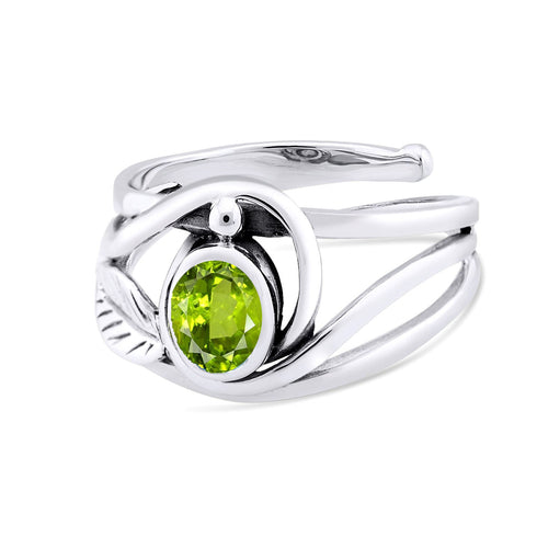 Leaf Ring in Silver Gold & various gemstones