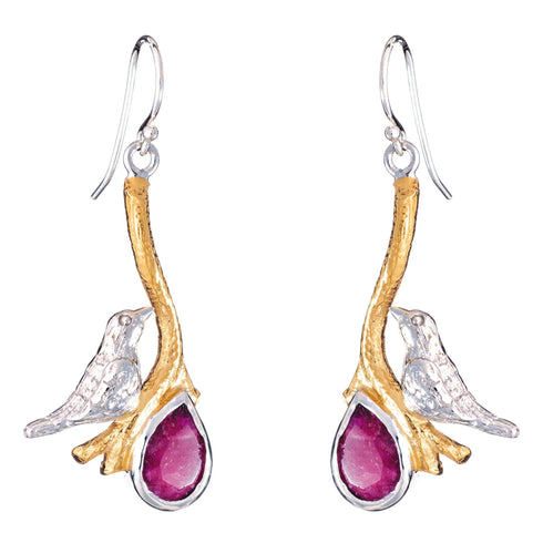 Love Bird Earrings in various gemstones