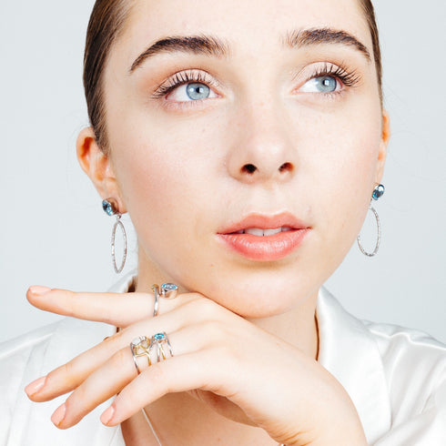 Lunar Earrings in various gemstones