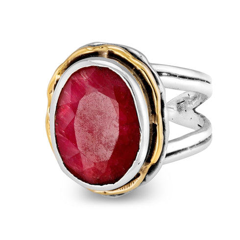 Magnolia Ring in silver gold & various gemstones