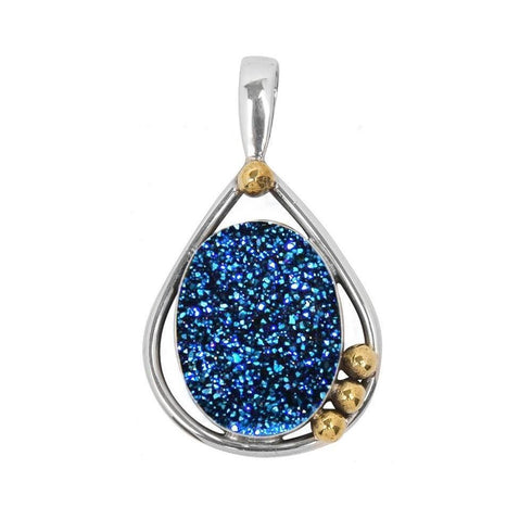 Poppy Pendant Medium In Blue Druzy