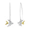 Wildlife Swallow Silver & Gold Open Hoop Earrings
