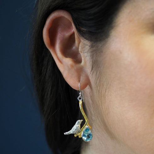 Love Bird Earrings in various gemstones