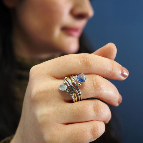 Snake Ring in Silver Gold & various gemstones