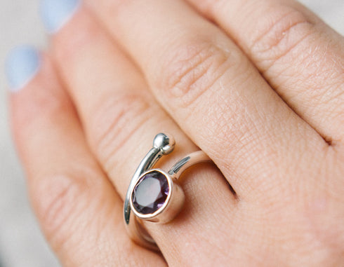 Honeysuckle Ring in Silver Gold & gemstones
